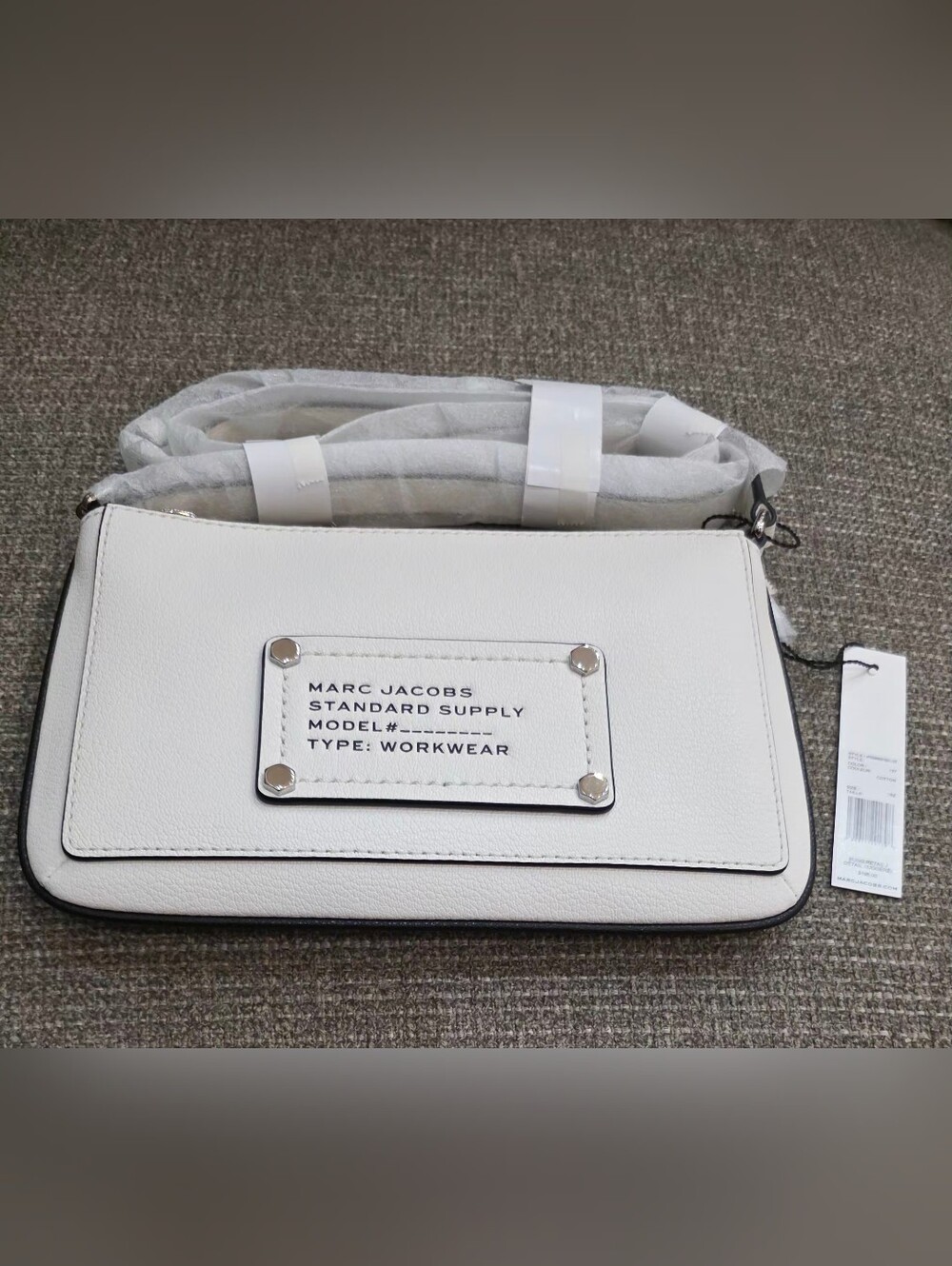 Marc Jacobs White Leather Crossbody Bag with Front Plaque